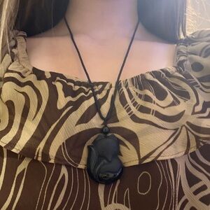 Chic Black Fox Pendant Necklace